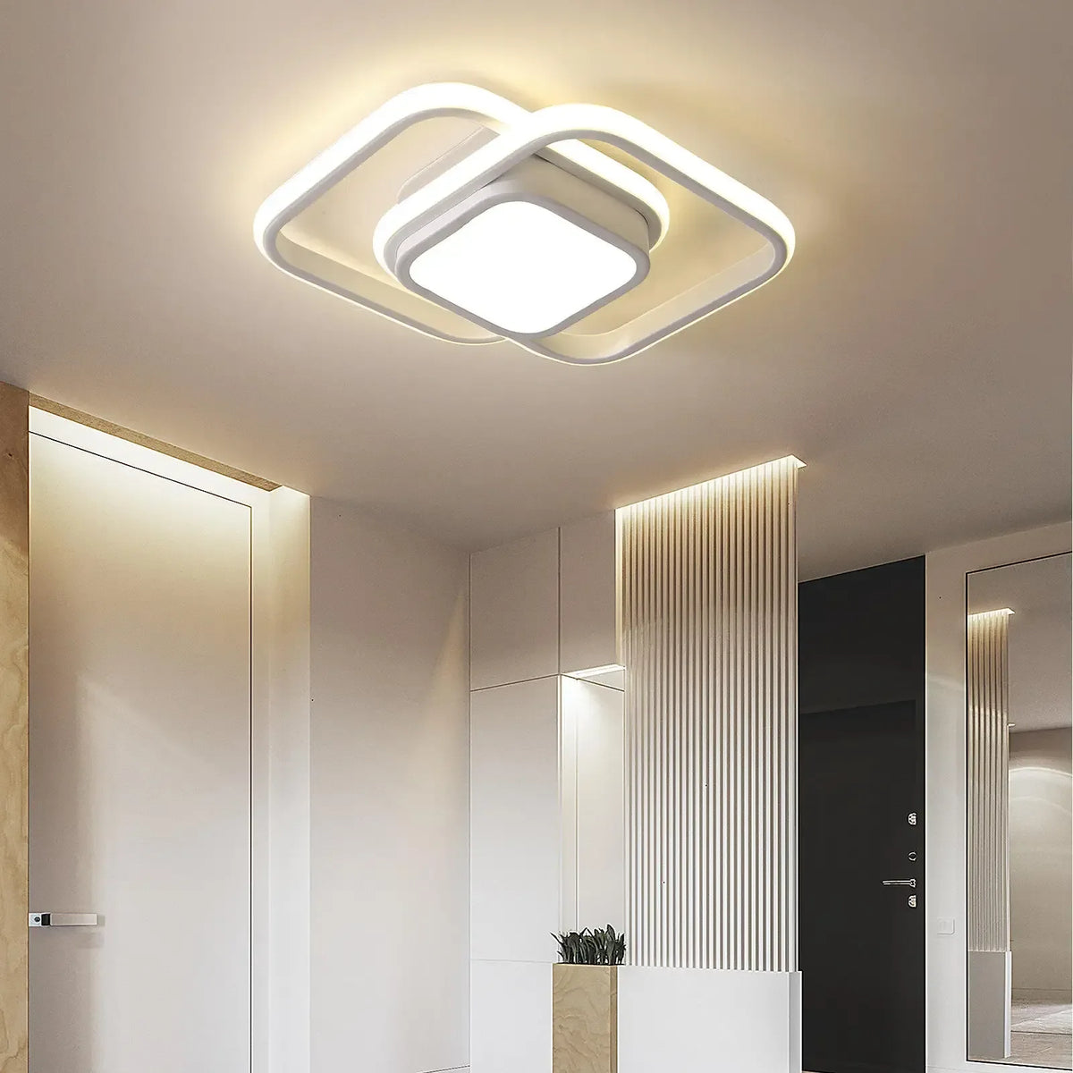 Flush Mount Ceiling Light | Double-Ring Dimmable LED | Bulbs Included