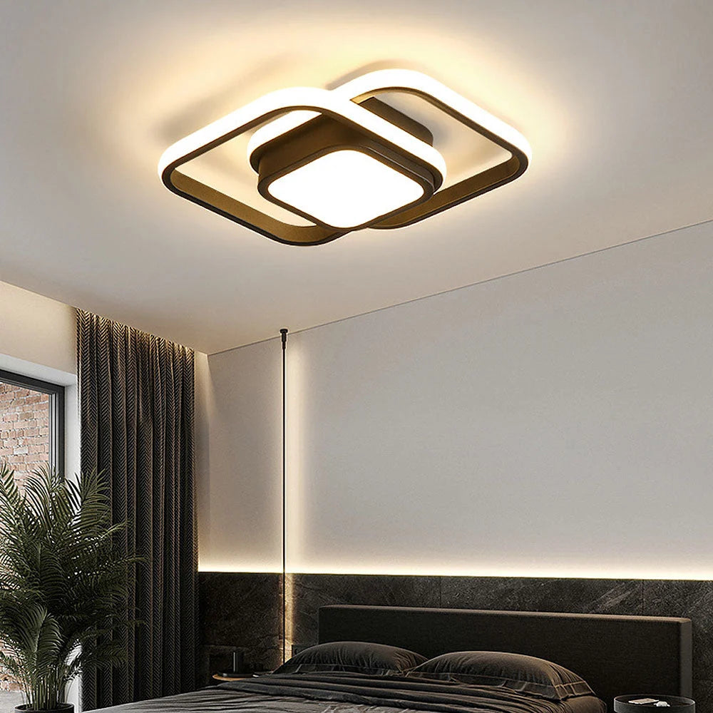 Flush Mount Ceiling Light | Double-Ring Dimmable LED | Bulbs Included