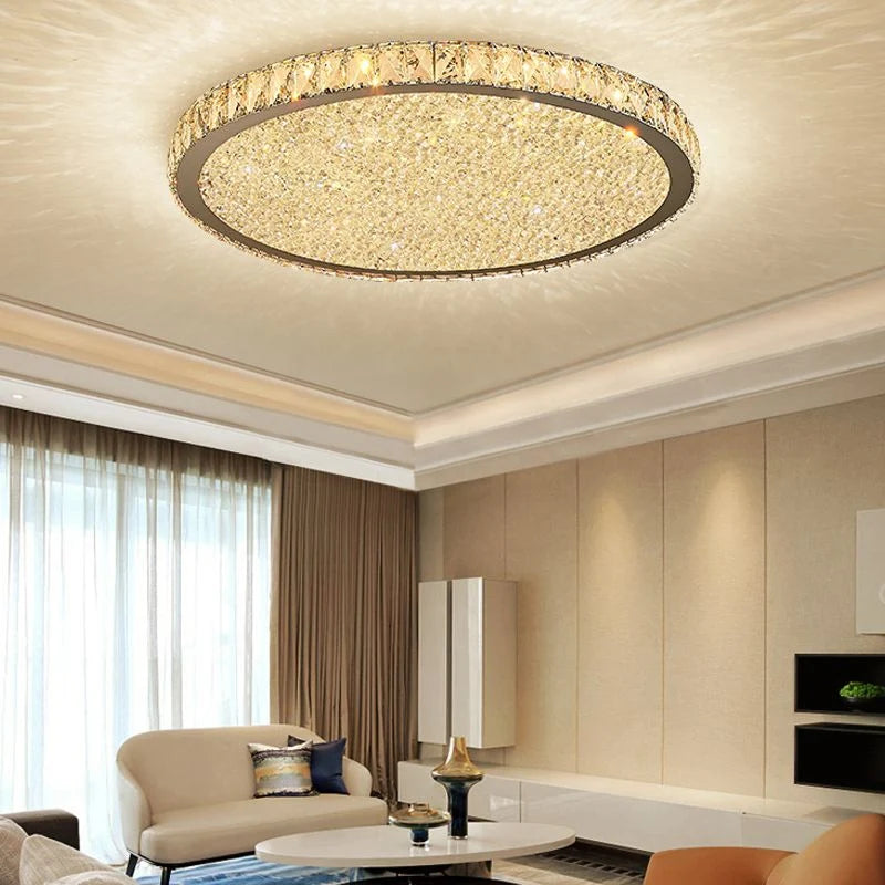 Flush Mount Ceiling Light | Octagonal Crystal & Metal Frame | LED Included
