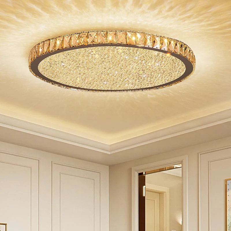 Flush Mount Ceiling Light | Octagonal Crystal & Metal Frame | LED Included