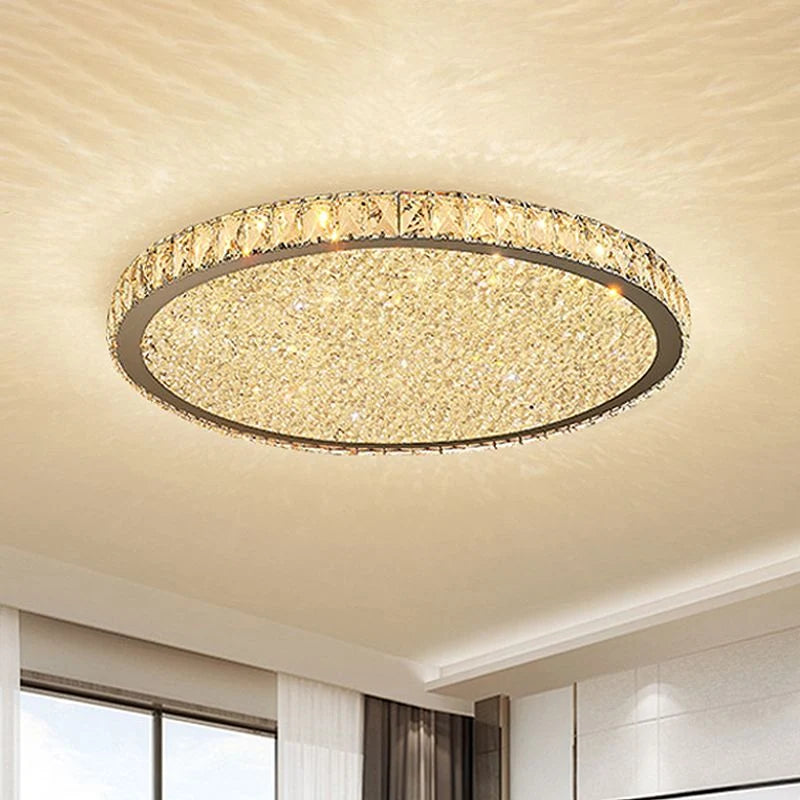 Flush Mount Ceiling Light | Octagonal Crystal & Metal Frame | LED Included