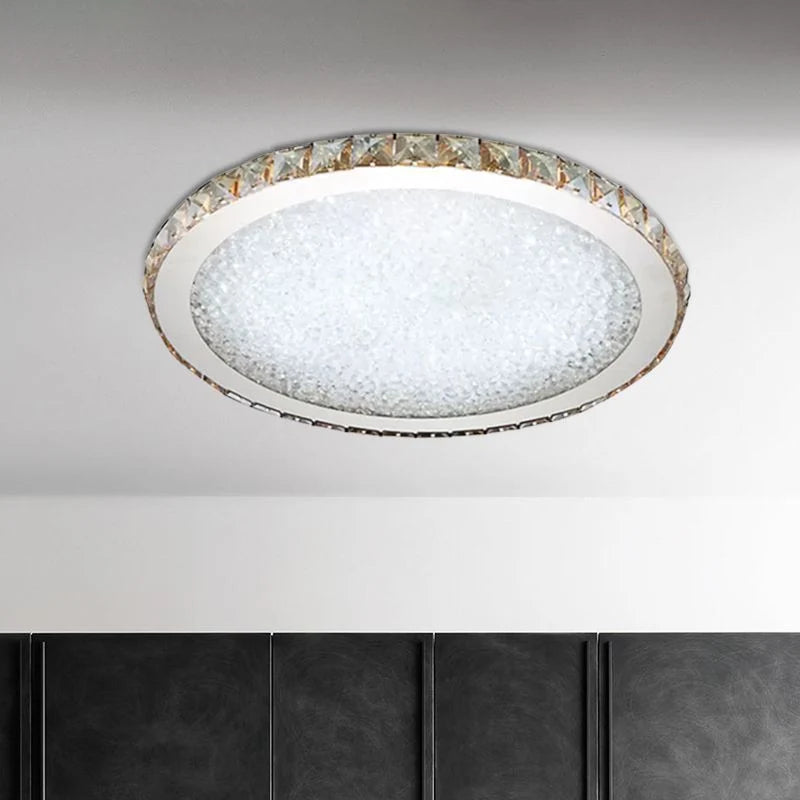 Flush Mount Ceiling Light | Octagonal Crystal & Metal Frame | LED Included