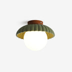 Flush Mount Ceiling Light | Scalloped Metal & Opal Glass | Hardwired & Dimmable