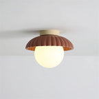Flush Mount Ceiling Light | Scalloped Metal & Opal Glass | Hardwired & Dimmable
