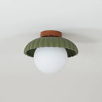 Flush Mount Ceiling Light | Scalloped Metal & Opal Glass | Hardwired & Dimmable