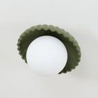 Flush Mount Ceiling Light | Scalloped Metal & Opal Glass | Hardwired & Dimmable