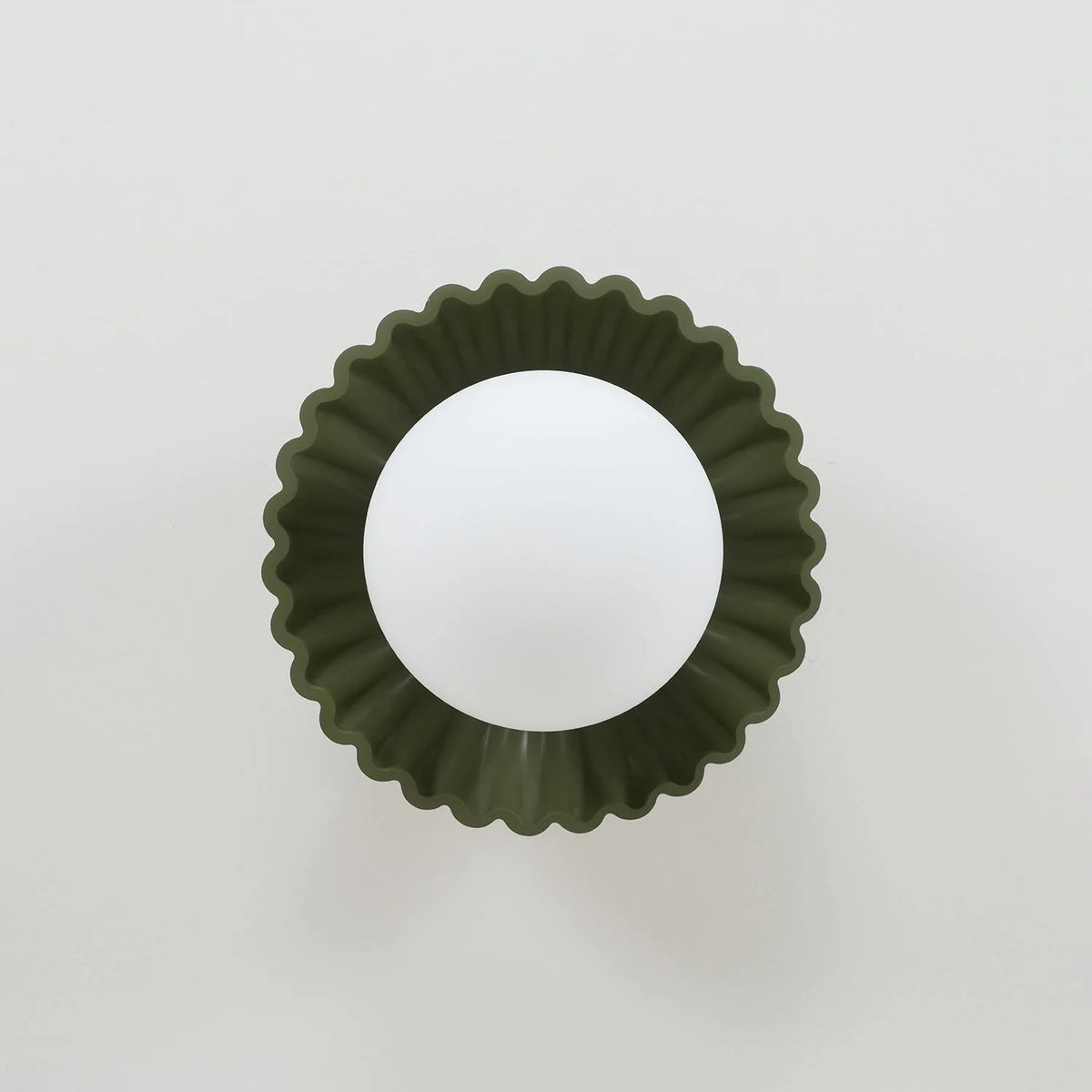 Flush Mount Ceiling Light | Scalloped Metal & Opal Glass | Hardwired & Dimmable