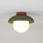 Flush Mount Ceiling Light | Scalloped Metal & Opal Glass | Hardwired & Dimmable