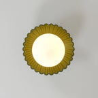 Flush Mount Ceiling Light | Scalloped Metal & Opal Glass | Hardwired & Dimmable