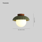 Flush Mount Ceiling Light | Scalloped Metal & Opal Glass | Hardwired & Dimmable