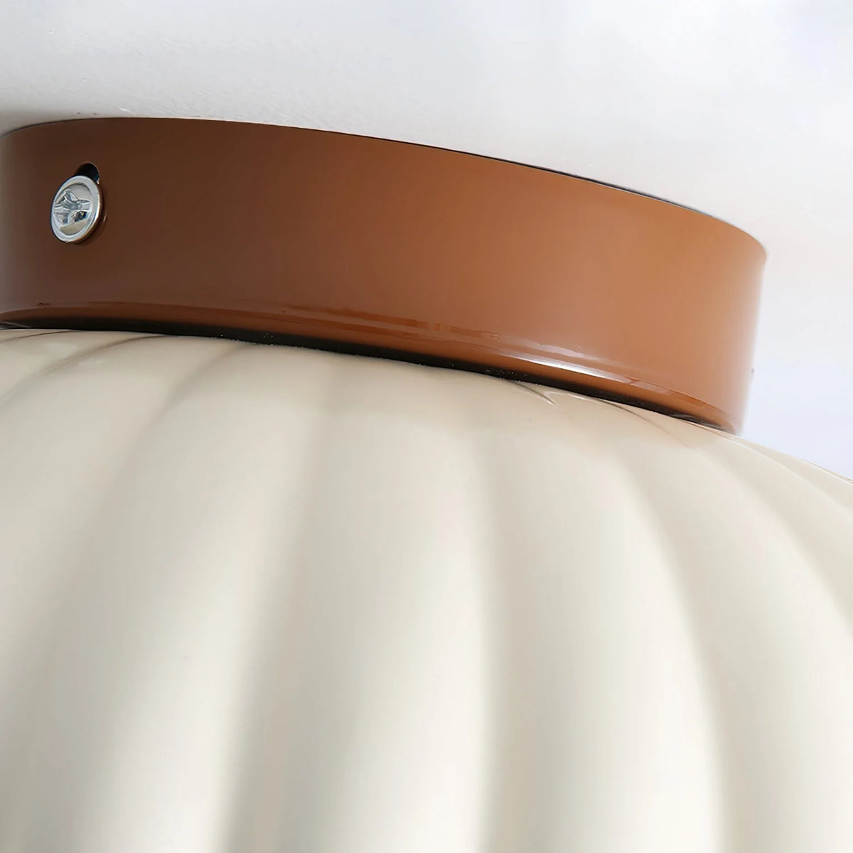 Flush Mount Ceiling Light | Scalloped Metal & Opal Glass | Hardwired & Dimmable