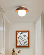 Flush Mount Ceiling Light | Scalloped Metal & Opal Glass | Hardwired & Dimmable