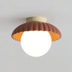 Flush Mount Ceiling Light | Scalloped Metal & Opal Glass | Hardwired & Dimmable