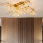 Flush Mount Ceiling Light | Black & Gold Metal & Acrylic | 4, 6 or 8 Lights