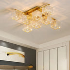 Flush Mount Ceiling Light | Black & Gold Metal & Acrylic | 4, 6 or 8 Lights