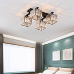Flush Mount Ceiling Light | Black & Gold Metal & Acrylic | 4, 6 or 8 Lights