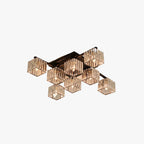 Flush Mount Ceiling Light | Black & Gold Metal & Acrylic | 4, 6 or 8 Lights