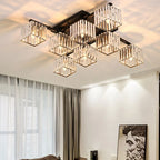 Flush Mount Ceiling Light | Black & Gold Metal & Acrylic | 4, 6 or 8 Lights