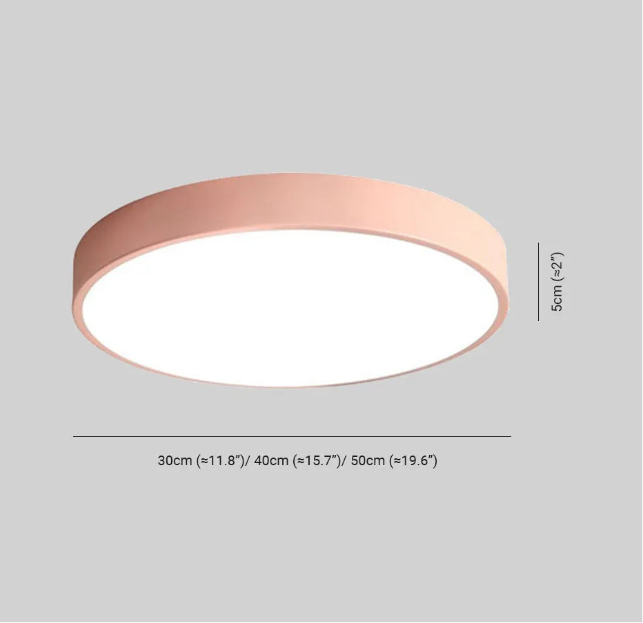 Flush Mount Ceiling Light | Round Acrylic Shade & Metal Body | Dimmable LED