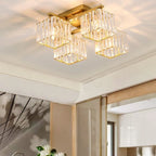 Flush Mount Ceiling Light | Black & Gold Metal & Acrylic | 4, 6 or 8 Lights