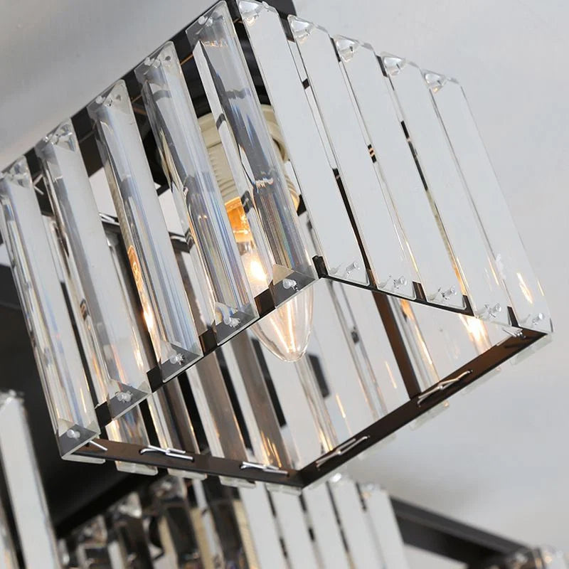 Flush Mount Ceiling Light | Black & Gold Metal & Acrylic | 4, 6 or 8 Lights