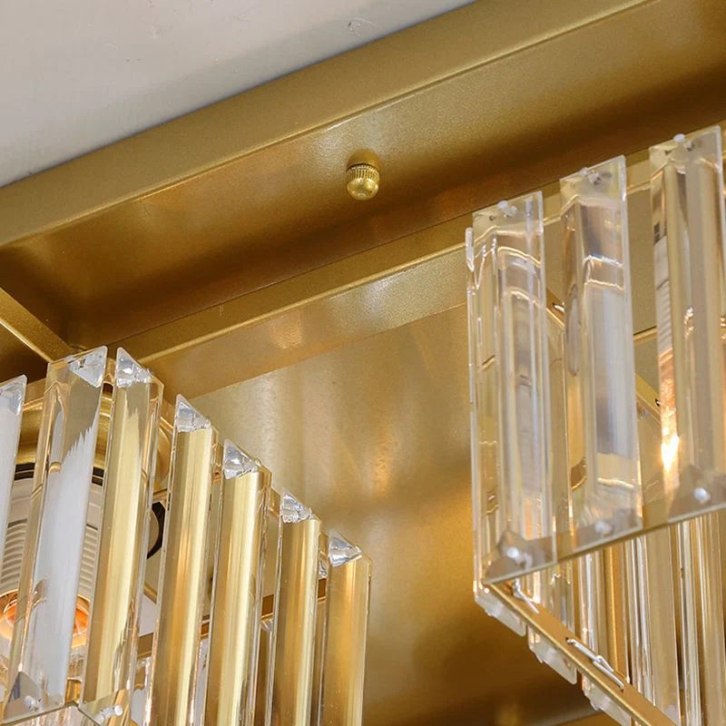 Flush Mount Ceiling Light | Black & Gold Metal & Acrylic | 4, 6 or 8 Lights
