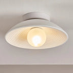 Flush Mount Ceiling Light | Round Globe & Wood Accent | 27 cm