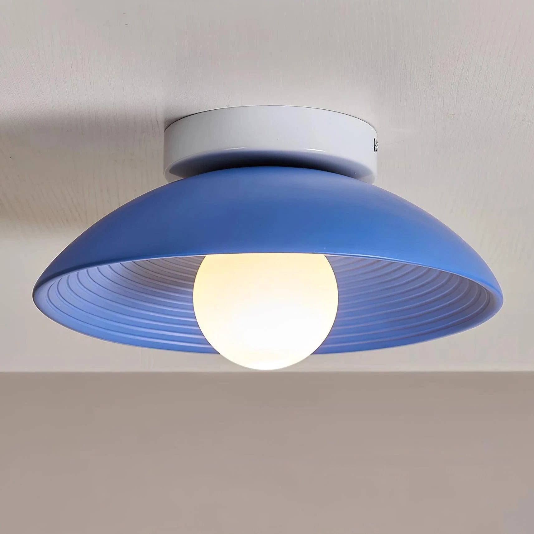 Flush Mount Ceiling Light | Round Globe & Wood Accent | 27 cm