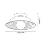 Flush Mount Ceiling Light | Round Globe & Wood Accent | 27 cm