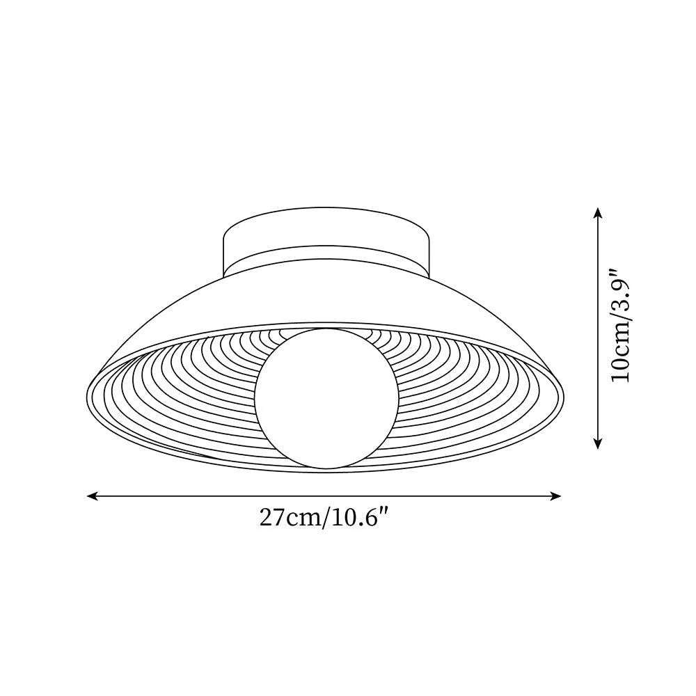 Flush Mount Ceiling Light | Round Globe & Wood Accent | 27 cm