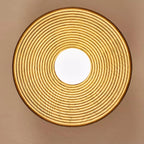 Flush Mount Ceiling Light | Round Globe & Wood Accent | 27 cm