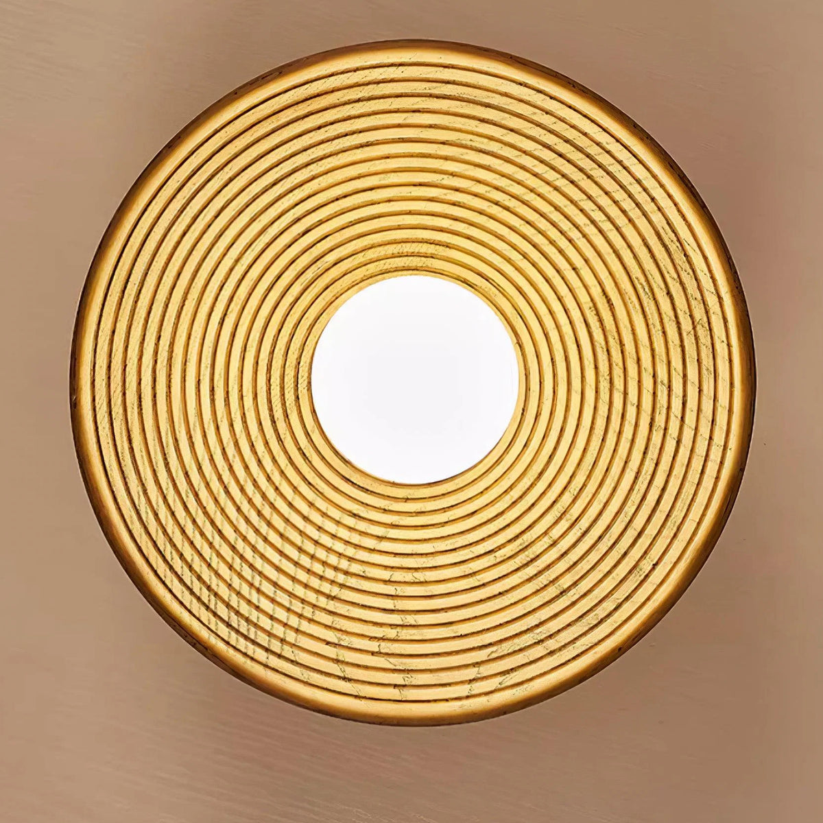 Flush Mount Ceiling Light | Round Globe & Wood Accent | 27 cm