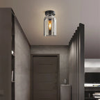 Ceiling Light | Cylinder Glass Shade & Copper Fixture | 3-Color LED Bulb