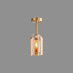 Ceiling Light | Cylinder Glass Shade & Copper Fixture | 3-Color LED Bulb