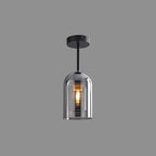 Ceiling Light | Cylinder Glass Shade & Copper Fixture | 3-Color LED Bulb