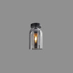Ceiling Light | Cylinder Glass Shade & Copper Fixture | 3-Color LED Bulb