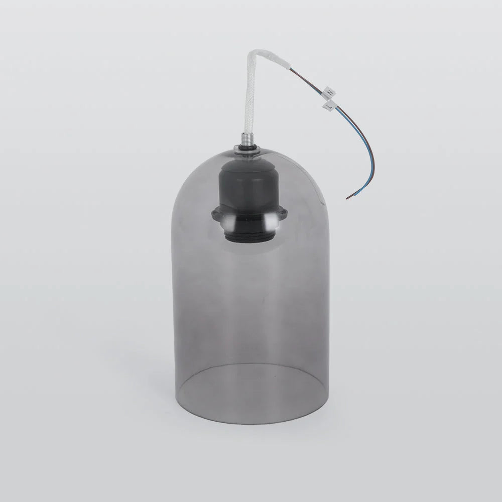 Ceiling Light | Cylinder Glass Shade & Copper Fixture | 3-Color LED Bulb
