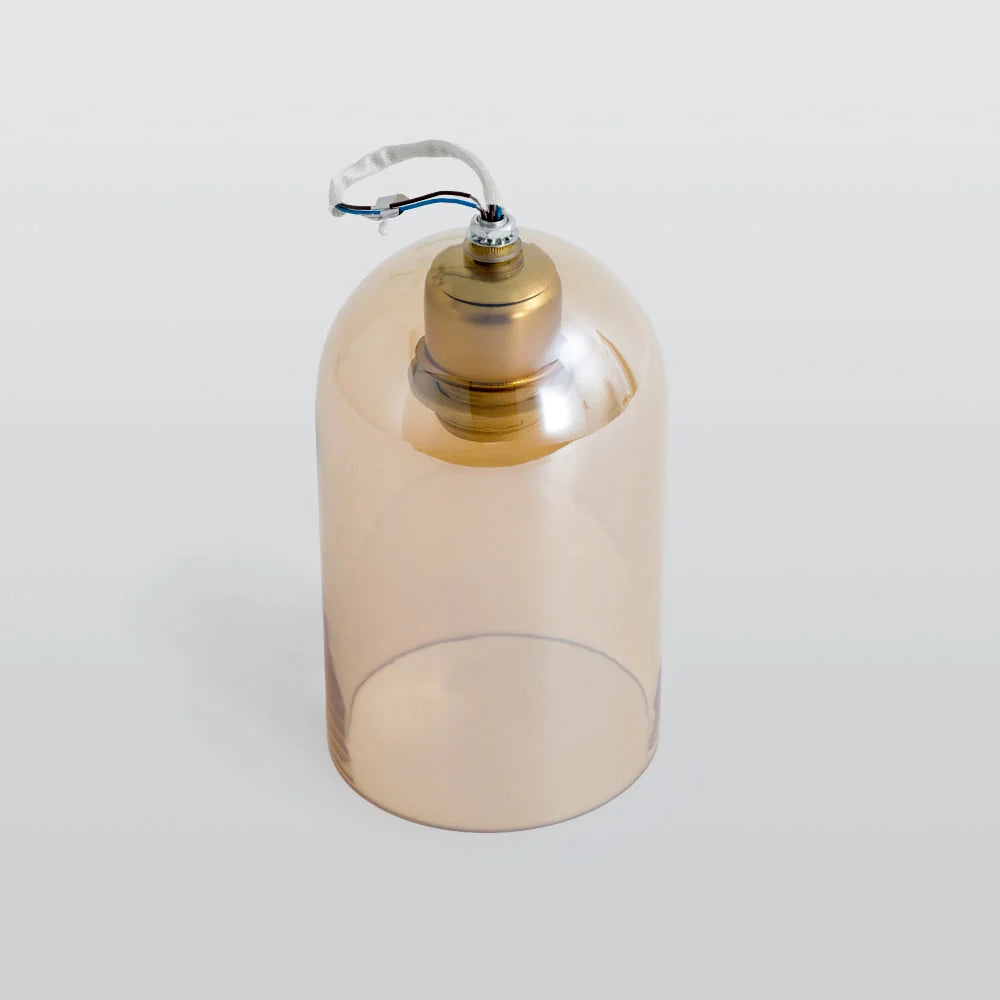 Ceiling Light | Cylinder Glass Shade & Copper Fixture | 3-Color LED Bulb