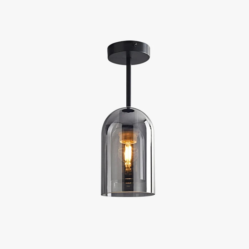 Ceiling Light | Cylinder Glass Shade & Copper Fixture | 3-Color LED Bulb