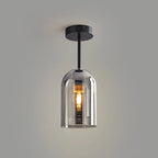 Ceiling Light | Cylinder Glass Shade & Copper Fixture | 3-Color LED Bulb