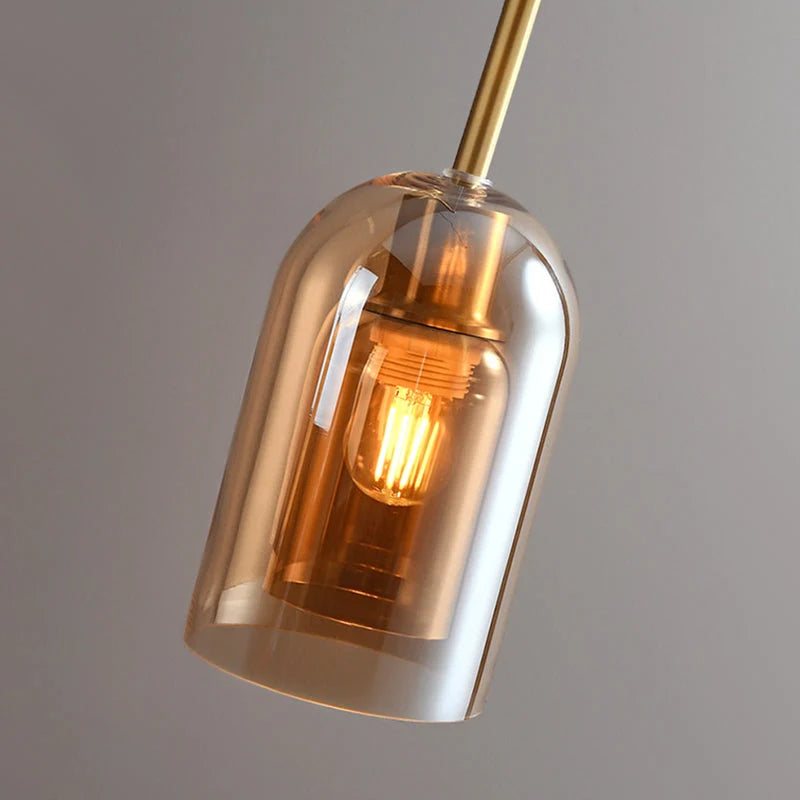 Ceiling Light | Cylinder Glass Shade & Copper Fixture | 3-Color LED Bulb