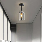 Ceiling Light | Cylinder Glass Shade & Copper Fixture | 3-Color LED Bulb
