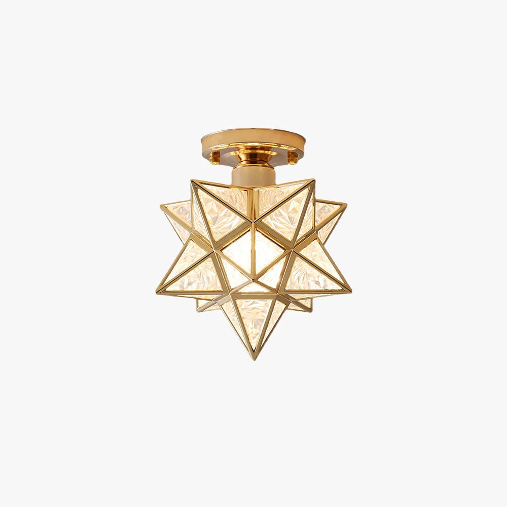 Flush Mount Ceiling Light | Star-Shaped Metal Frame | PVC Shade & E27 Base