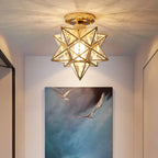 Flush Mount Ceiling Light | Star-Shaped Metal Frame | PVC Shade & E27 Base