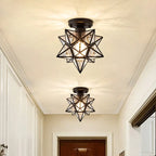 Flush Mount Ceiling Light | Star-Shaped Metal Frame | PVC Shade & E27 Base