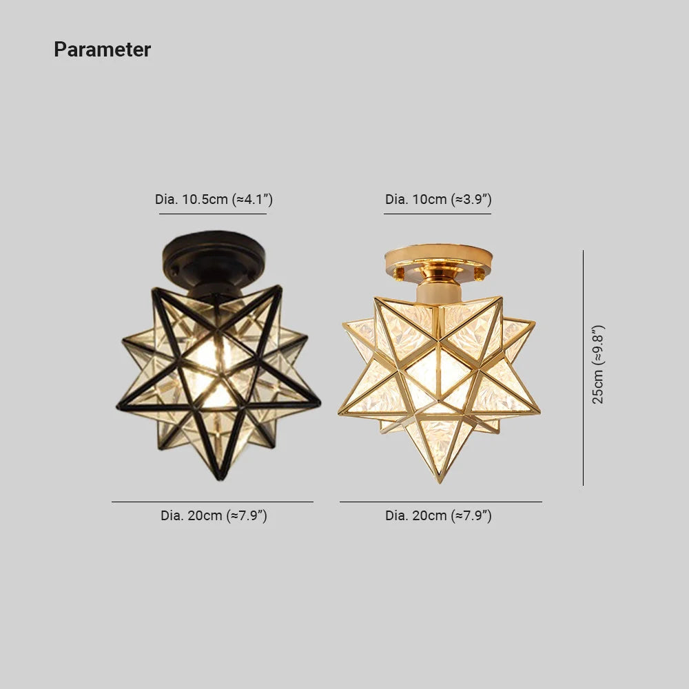 Flush Mount Ceiling Light | Star-Shaped Metal Frame | PVC Shade & E27 Base