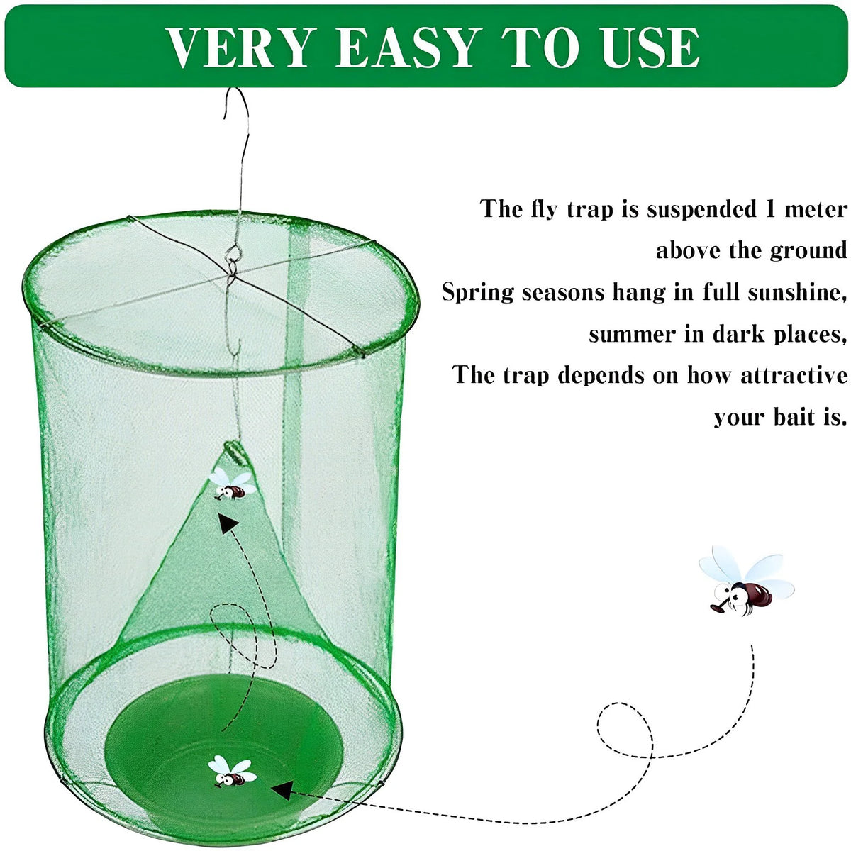 Fly Trap | Non-Toxic, Odor-Free & Reusable | Holds 4x More