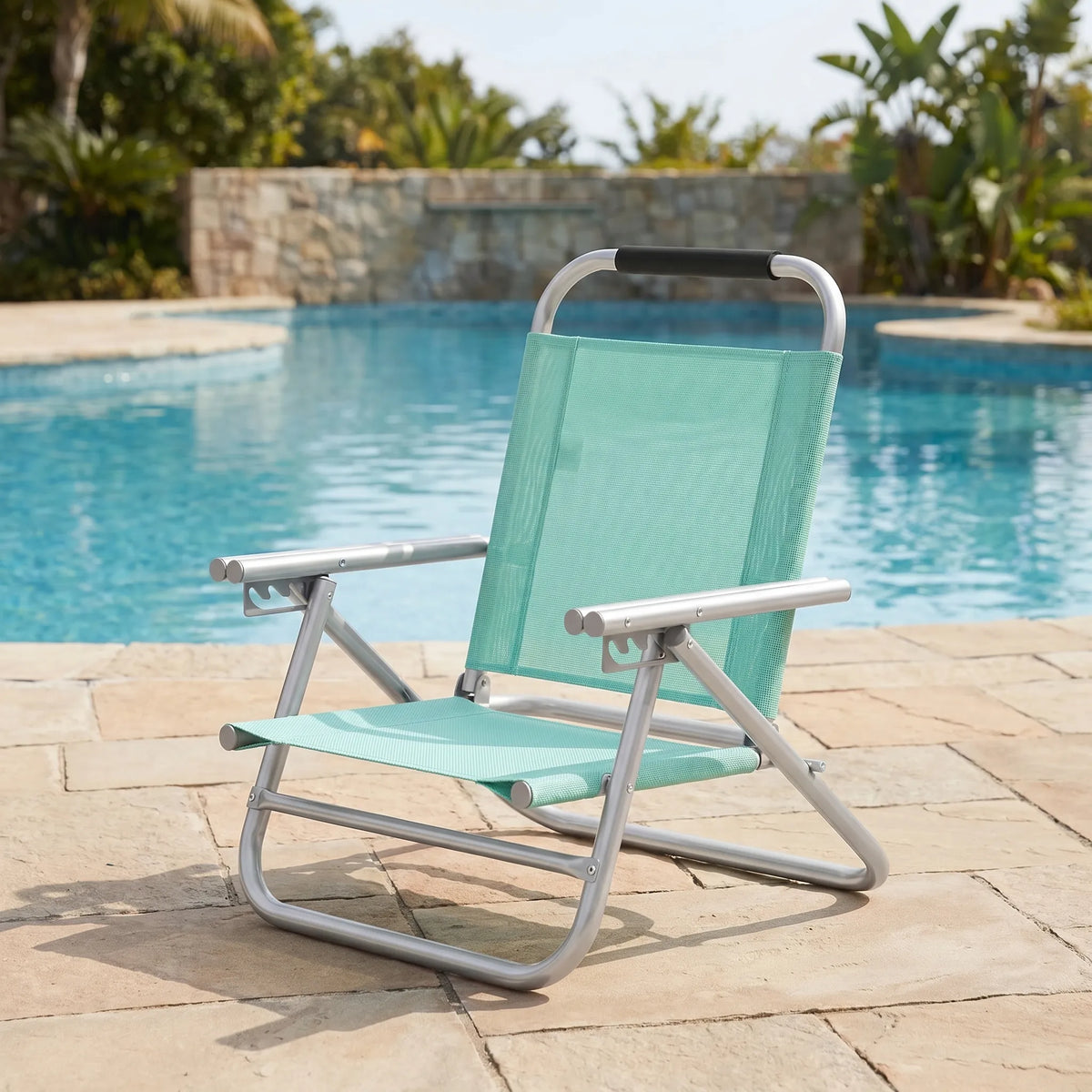 Folding Beach Chair | Lightweight Aluminum & Breathable Fabric | 4-Position Recline