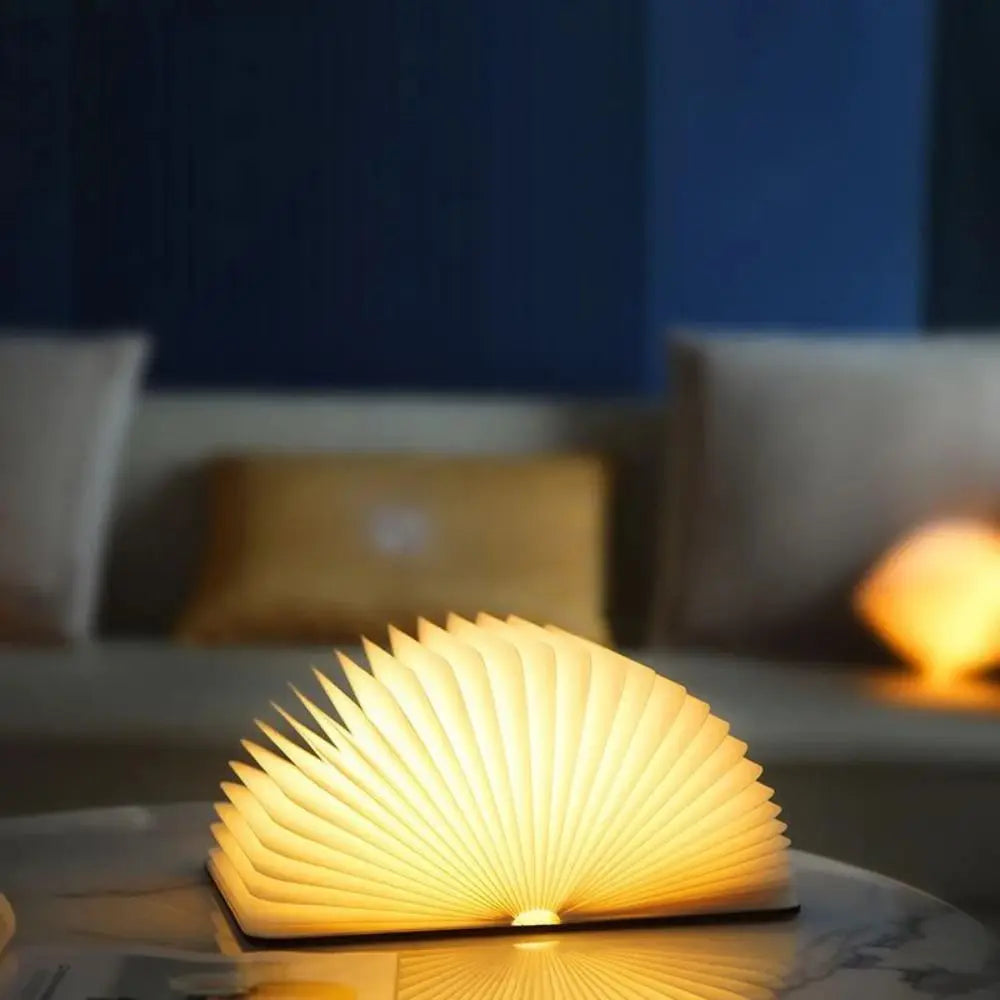 Folding Book Lamp | Dimmable LED & USB Rechargeable | Walnut Finish