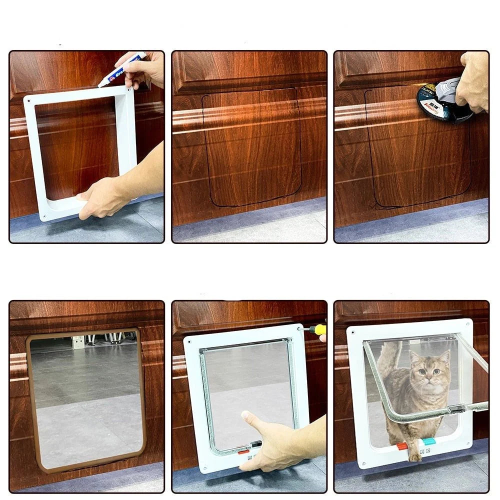 Folding Door | Integrated Cat Flap & 4-Way Security
